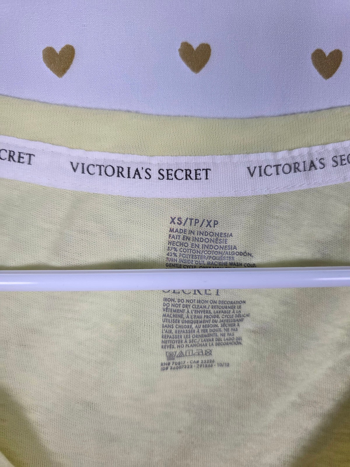 Victorias Secret Yellow V neck Bling Essentials Logo Tee shirt XS