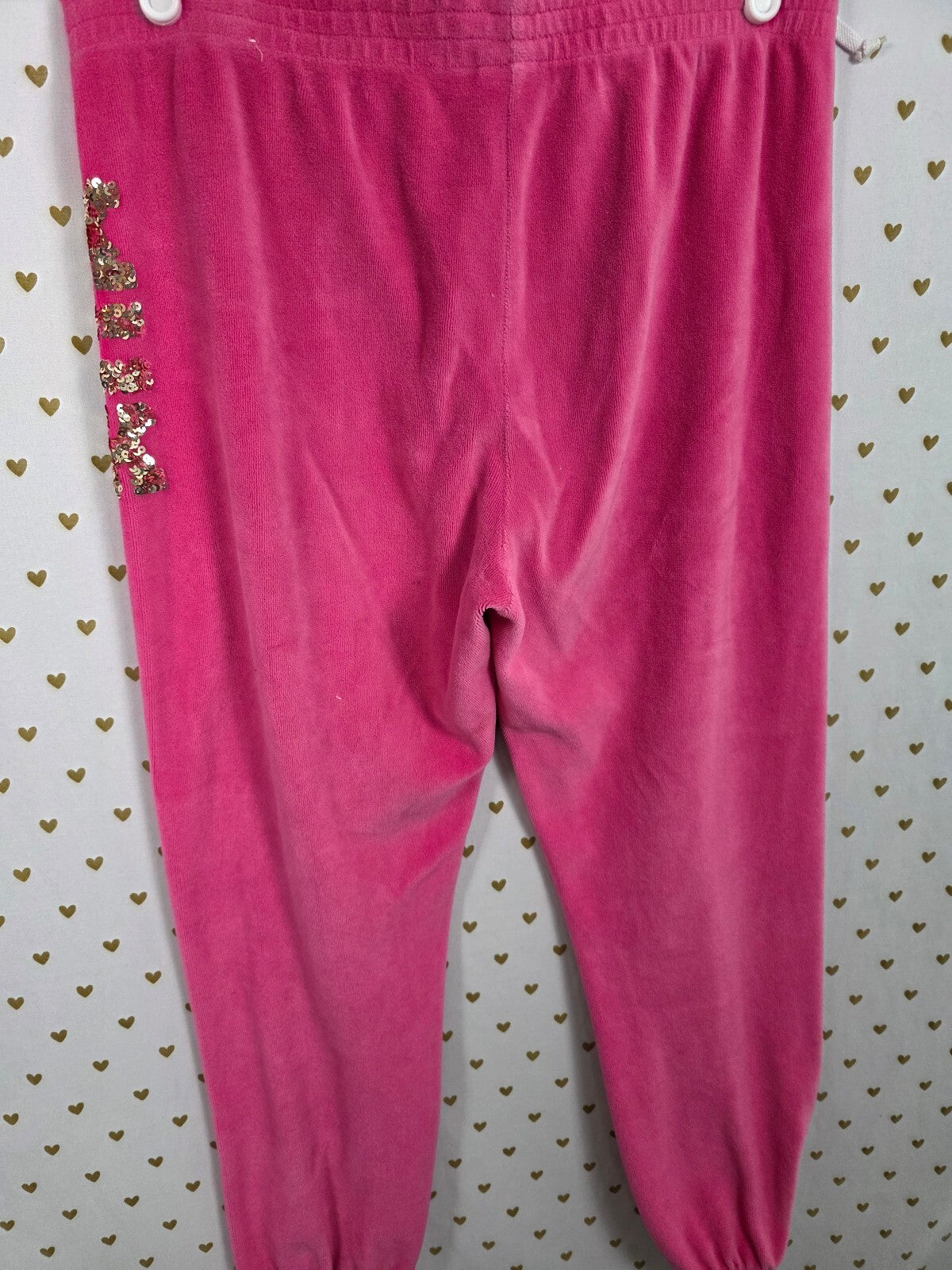 Victoria's Secret PINK Velour Bling Sequin Hoodie Jogger Set Pink S M Y2K