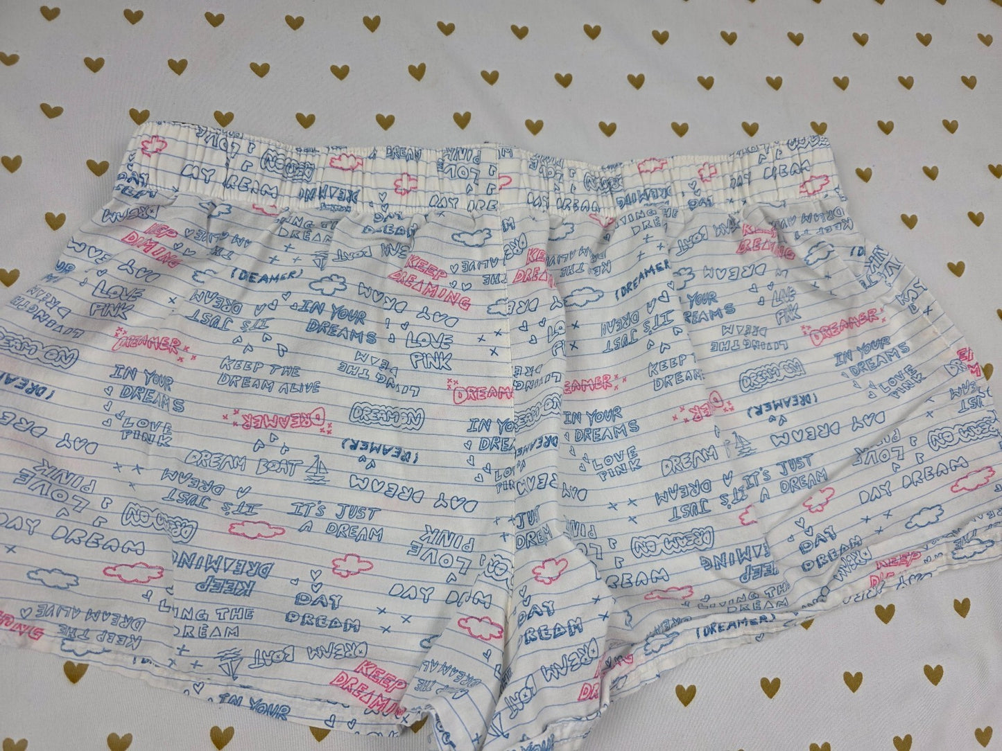 Victoria's Secret PINK Dreamer Sleep Shorts Logo Waist Doodle Print Size S