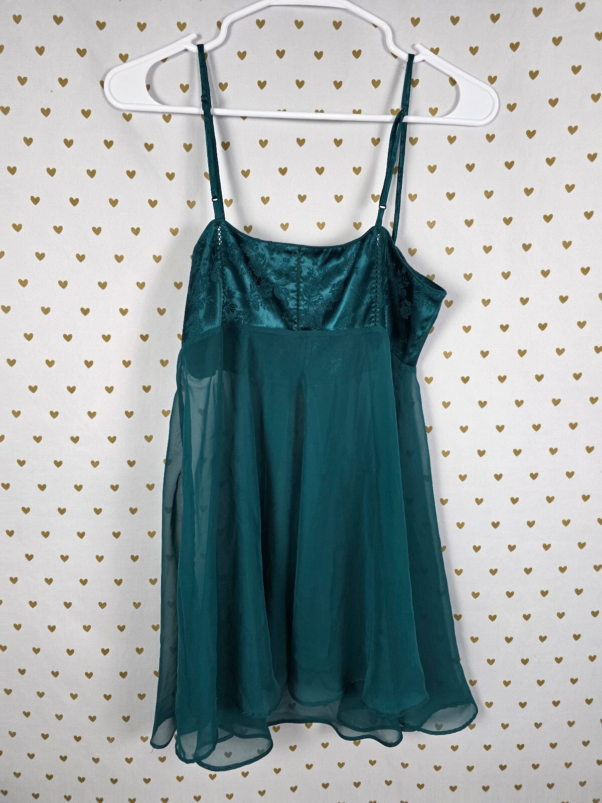 Victorias Secret Vintage Heart Label Emerald Sheer Babydoll Nightie Lingerie XS