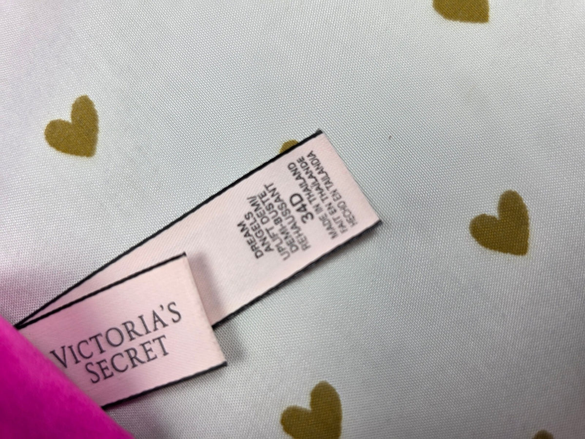 Victorias Secret Bright Pink Dream Angels Lined Demi Balconette Bra 34D