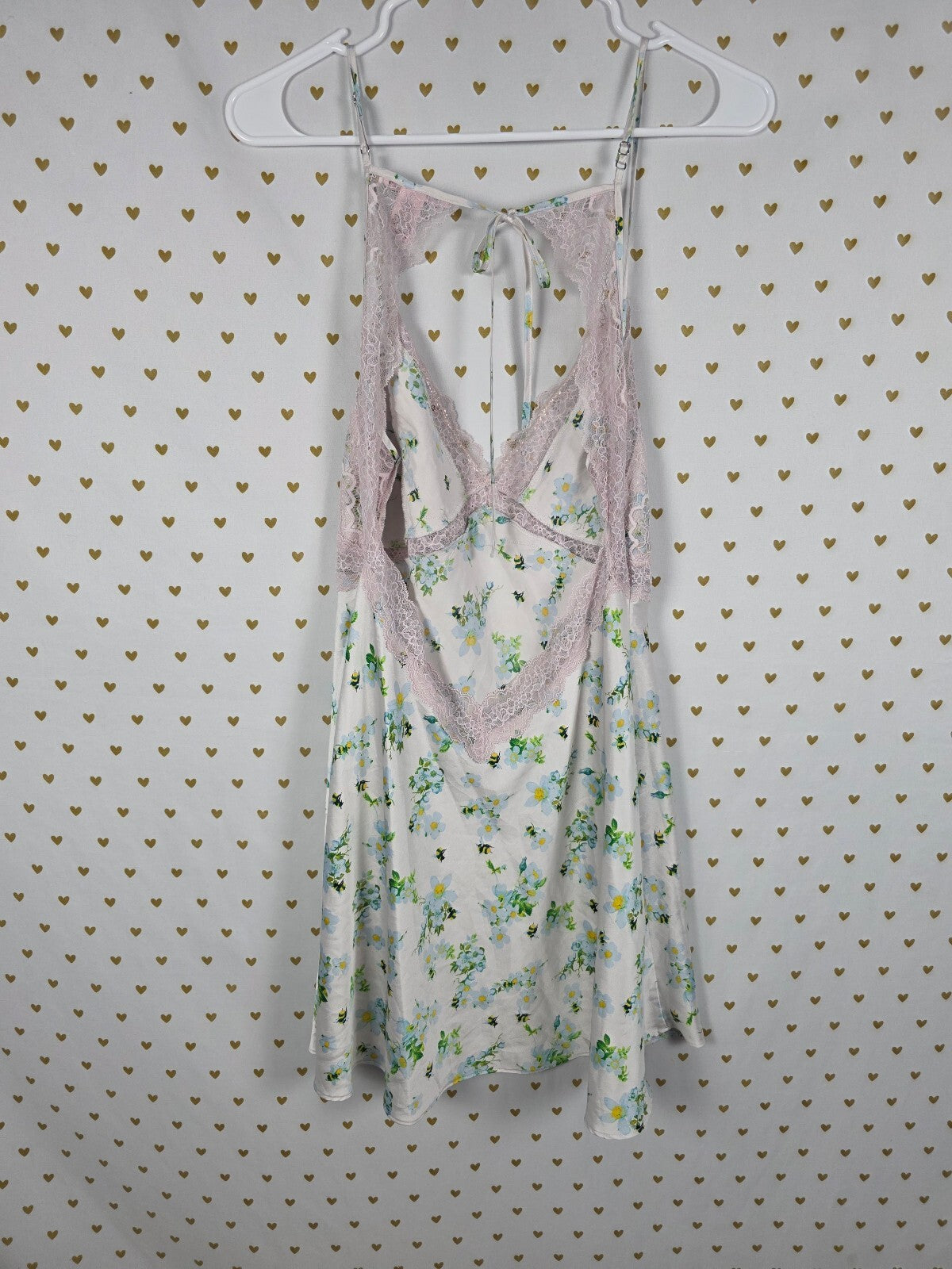 Victorias Secret Floral Open Back sexy slip dress Nightie Lingerie Sleep LARGE