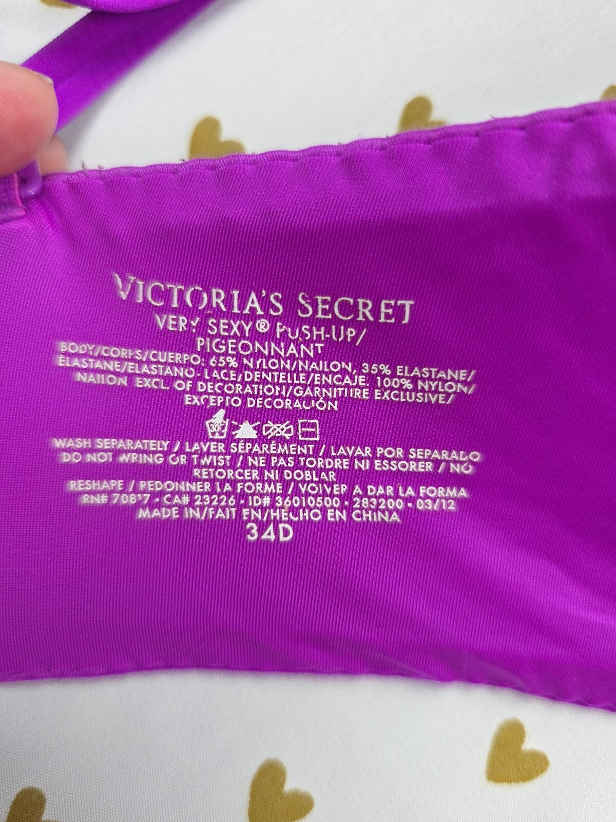 Victorias Secret Purple Very Sexy Push Up bra 34D
