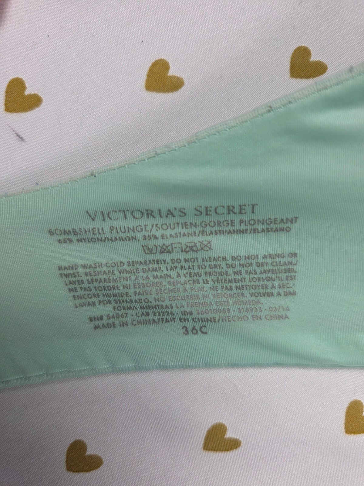 Victorias Secret Mint Bombshell Plunge Add 2 sizes push up bra 36C Plunge