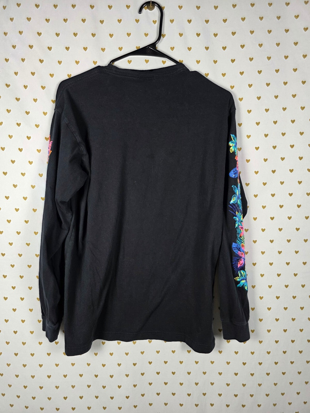 Victorias Secret PINK Hibiscus BLING Long Sleeve Pocket Tee MEDIUM Embroidered