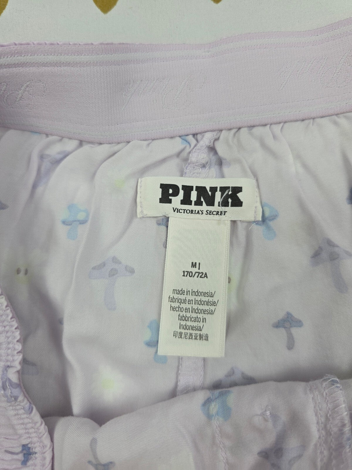 Victorias Secret PINK Mushrooms Silky Medium Sleep Shorts Boxers Pajama Bottoms