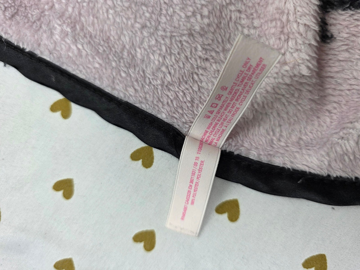 Victoria's Secret VS Logo Black Pink Plush Fleece Throw Blanket One Size