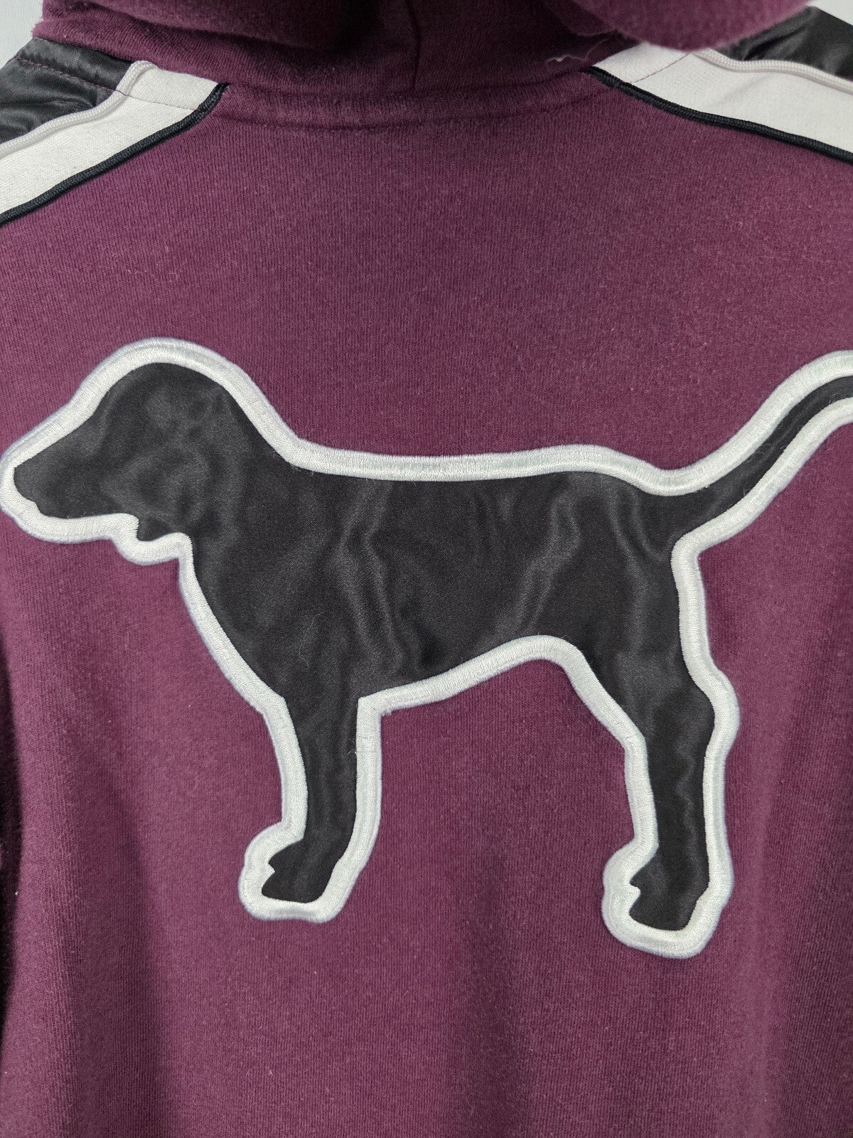 Victorias Secret Pink Embroidered Hood Dog Logo Sweater Pullover XS OVERSIZED