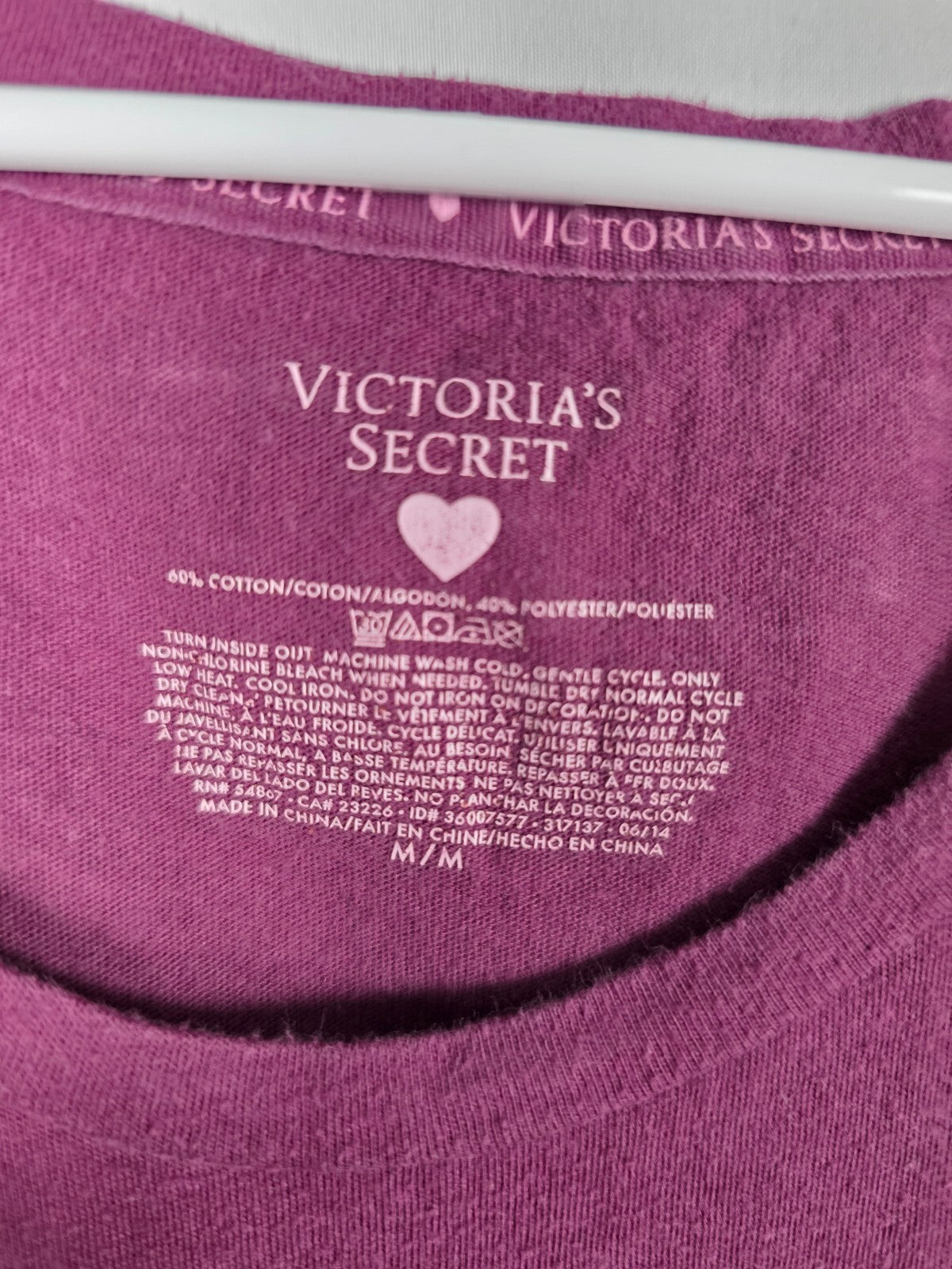 Victorias Secret ANGEL purple Heart Logo Sleep Shirt Nightgown BLING Medium