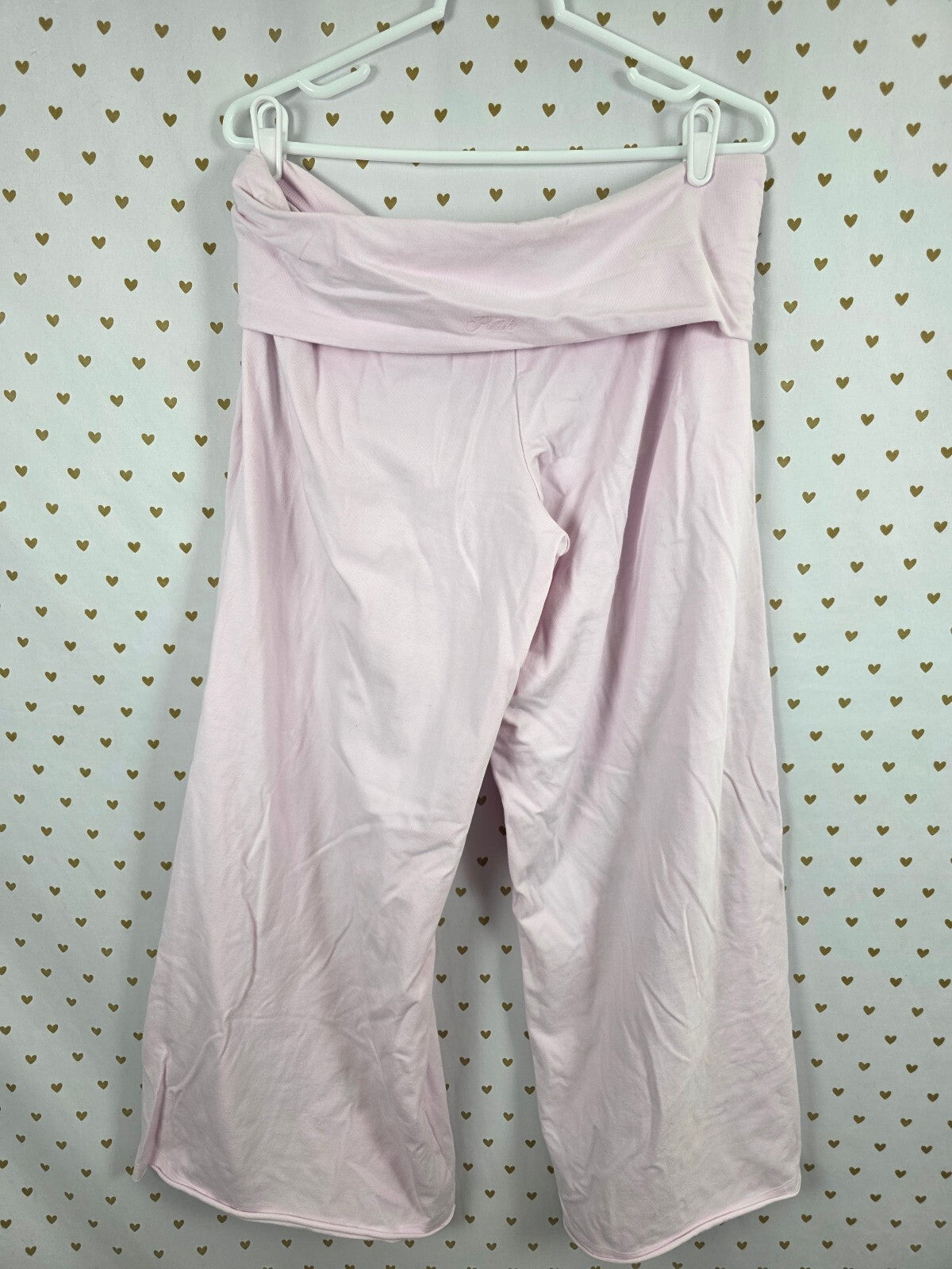 Victorias Secret PINK Wide Leg Flare Foldover Yoga pants Light pink Large