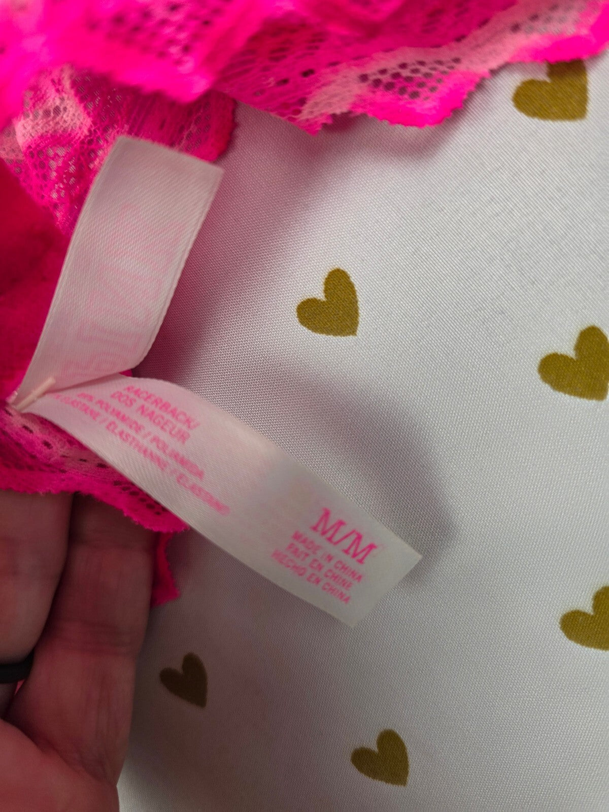 Victorias Secret Pink Neon Lace Stretch Medium Bralette Bra Top Tank