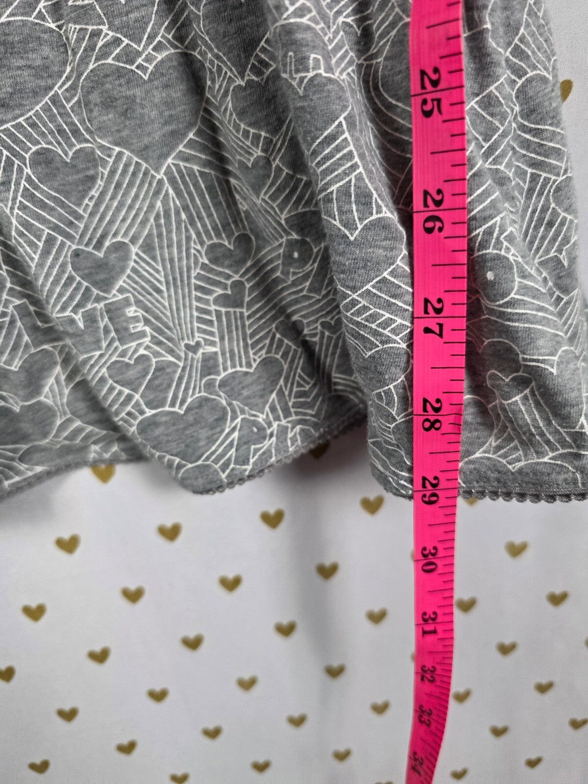 Victoria's Secret PINK Tank Dress XS Gray Hearts Dog Side Tie Ruched Sleep