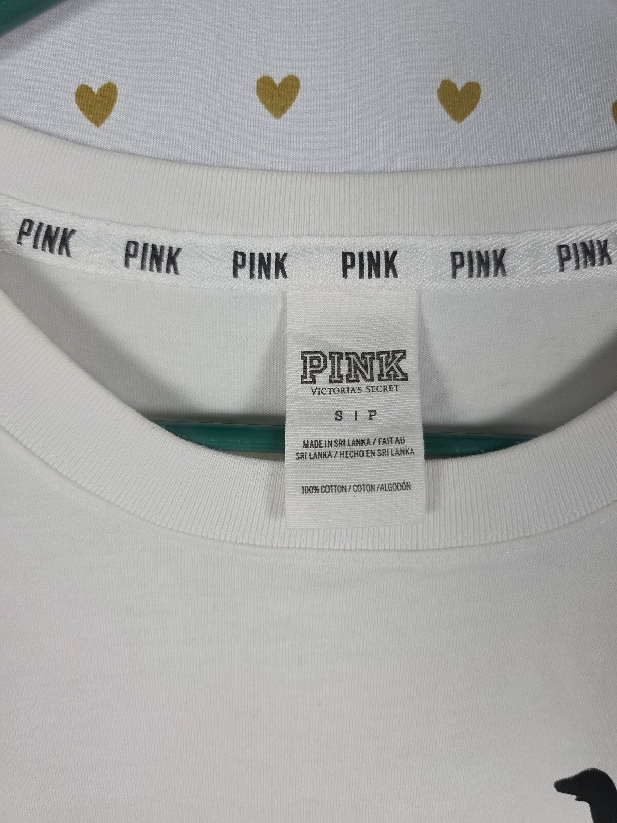 Victorias Secret PINK Gradient Green CAMPUS tee shirt Logo Love SMALL Oversized