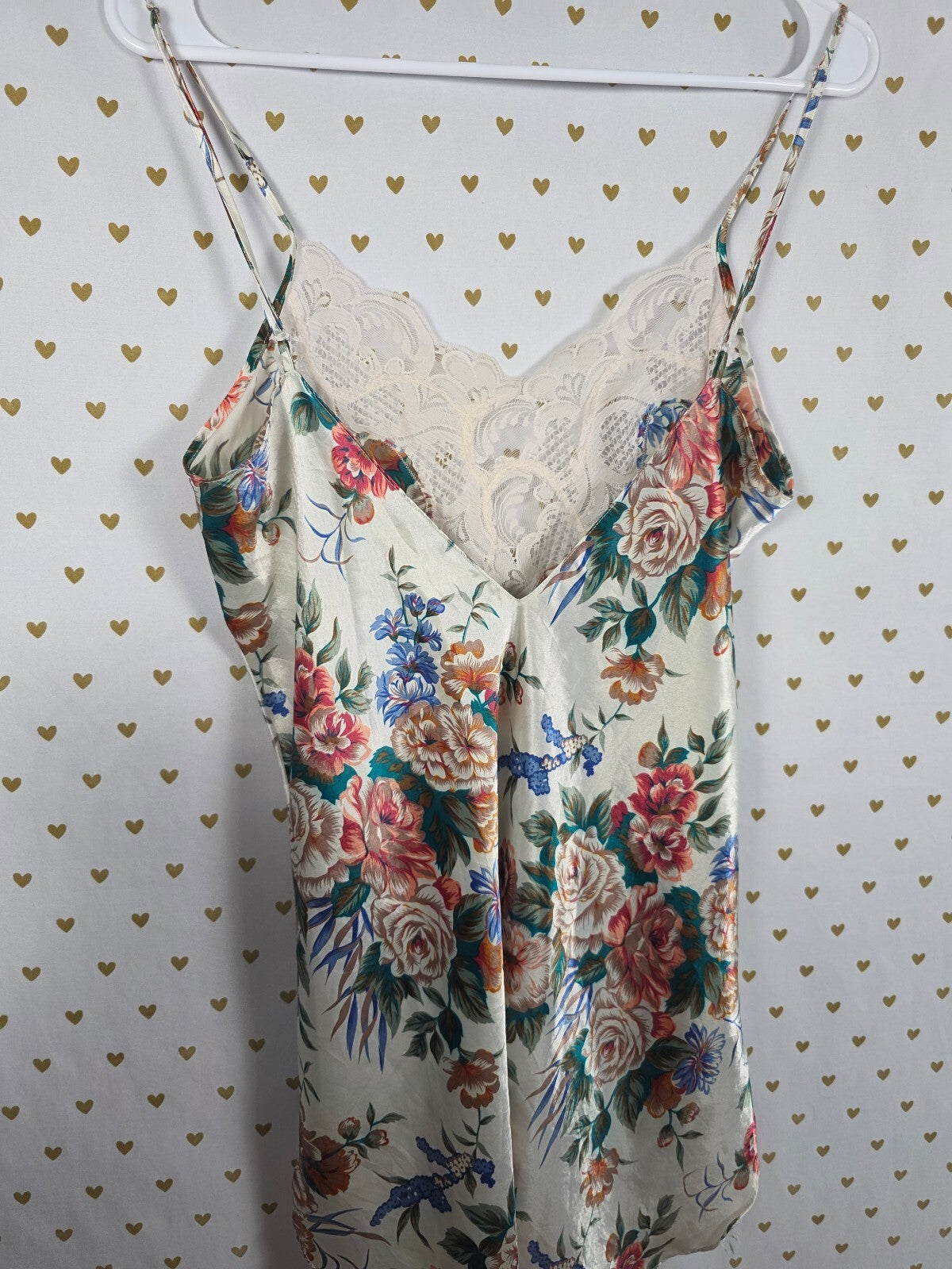 Victorias Secret Vintage Gold Label satin Floral Slip Dress Medium 90's Nightie