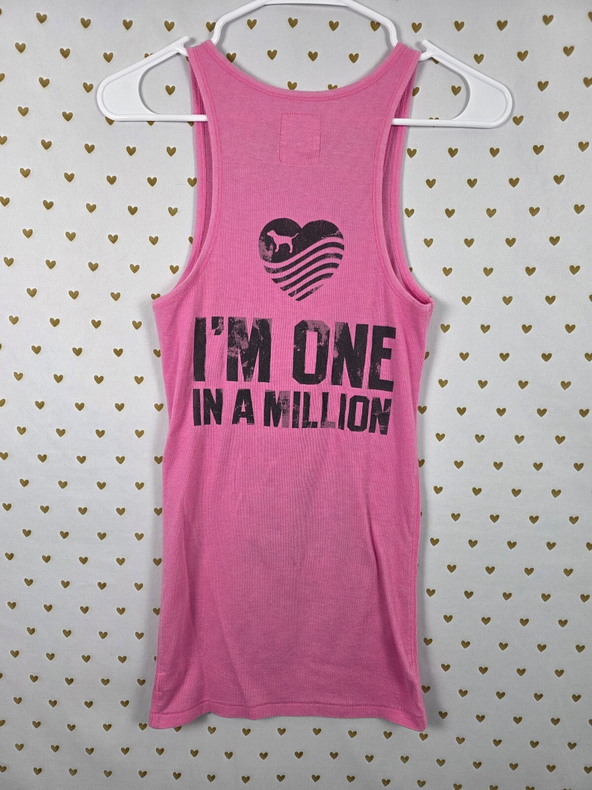 Vintage VS PINK Nation Kiss Me Ribbed Tank Top Dress Pink Graphic Y2K L