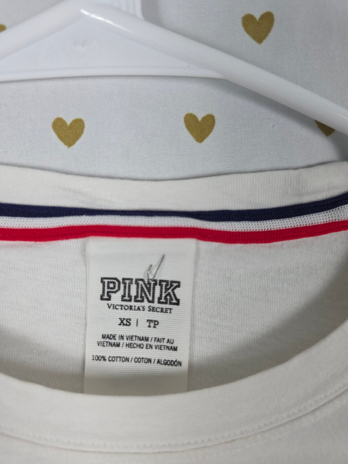 Victorias Secret PINK USA American Flag Dog Logo Long Sleeve tee Shirt XS