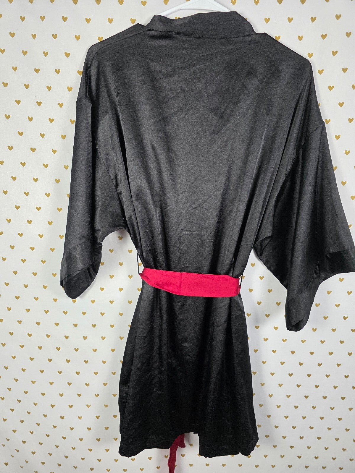 Victorias Secret Satin Silky Robe Black Lounge Kimono Lounge Medium large