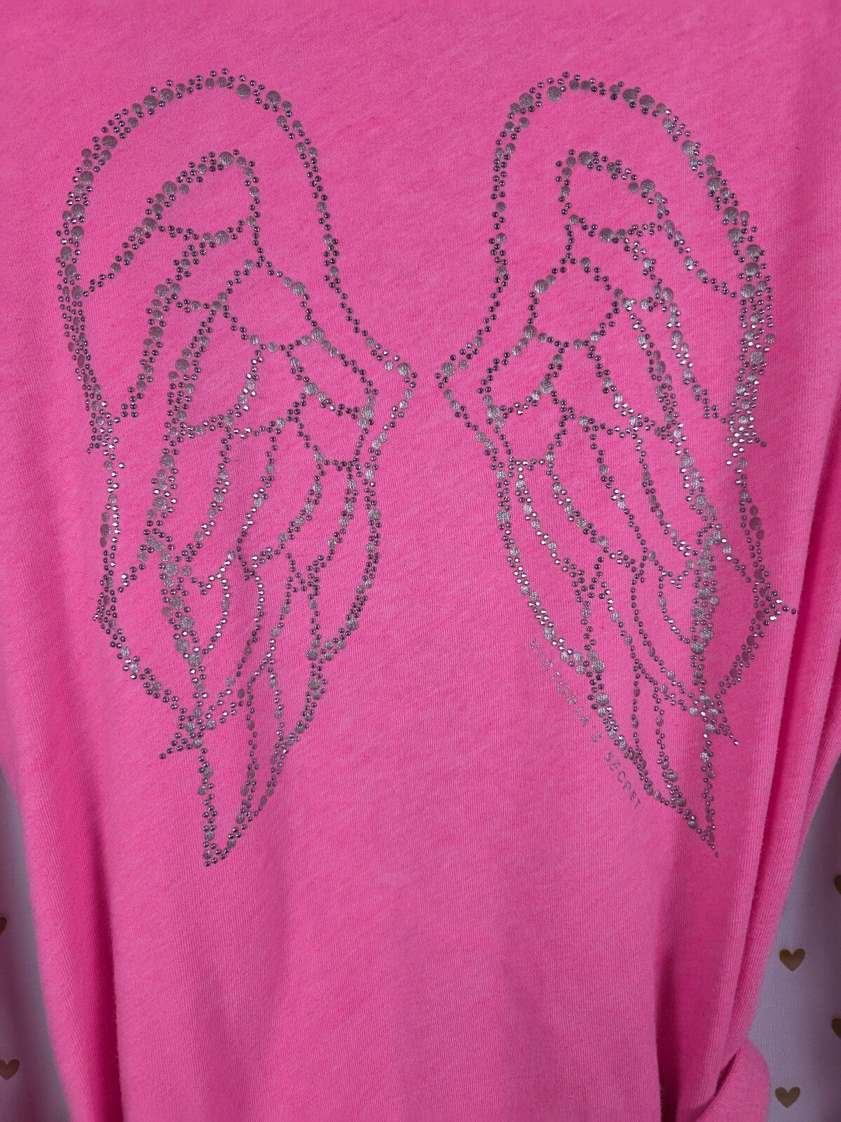 Vintage Victoria's Secret Pink Rhinestone Angel Wings Hooded Robe XS Y2K BLING