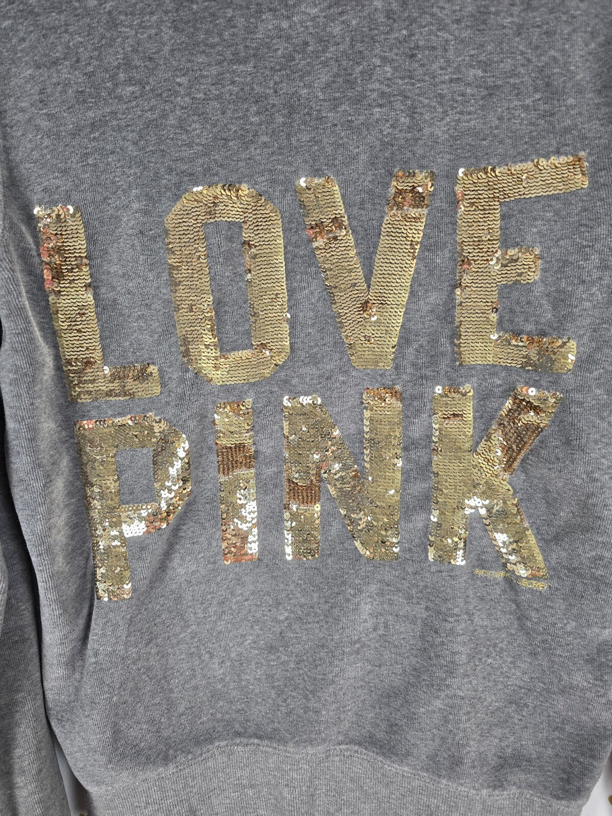 Victorias Secret Pink Vintage y2k Velour Bling Sequined Full Zip Hoodie Jacket S