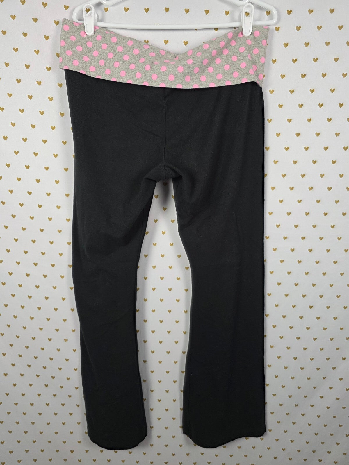 Victorias Secret PINK Polka Dot Campus Originals Foldover Flare Yoga Pants XL