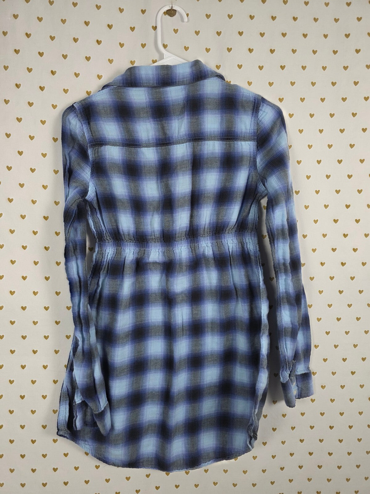 Victoria's Secret PINK Plaid Shirt Dress SP Blue Cotton Y2K 2009 Tunic Cotton