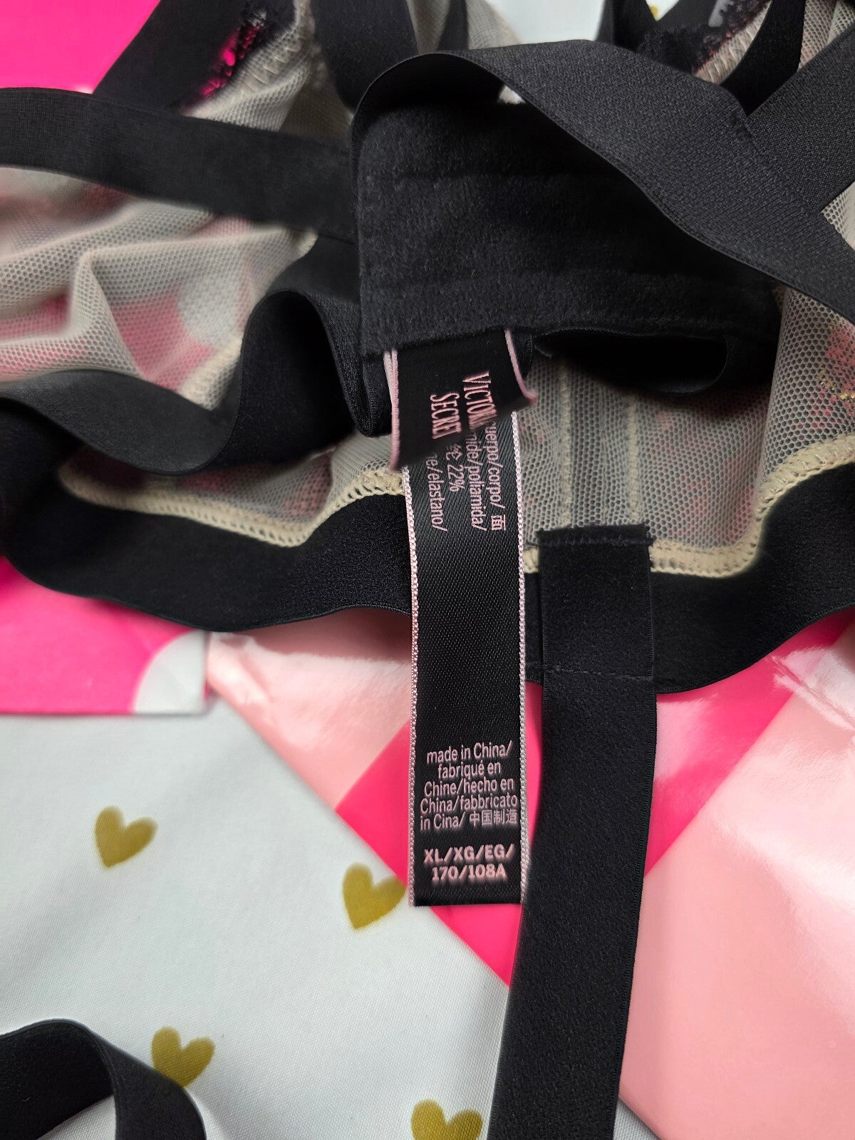 Victorias Secret Black Sexy Strappy Caged teddy Bodysuit Lingerie XL Thong