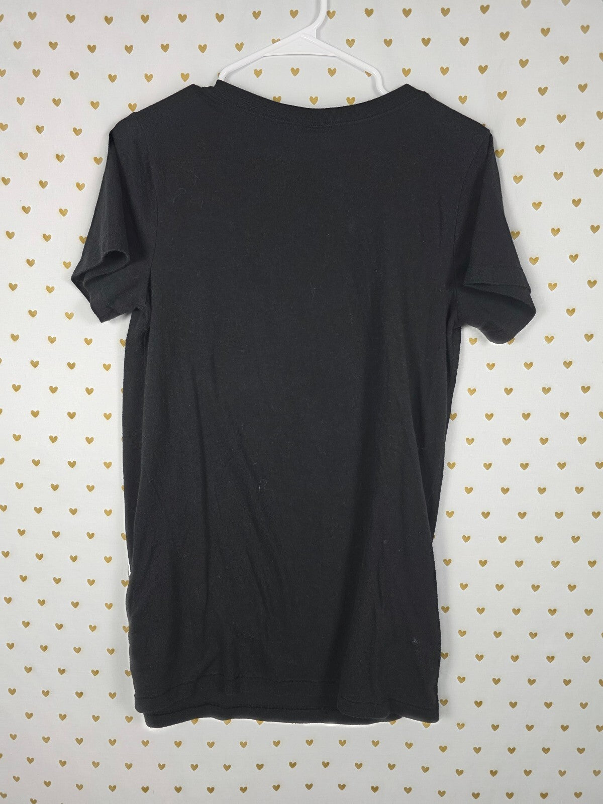 Victorias Secret PINK Vintage Jersey Logo V neck black tee shirt LARGE