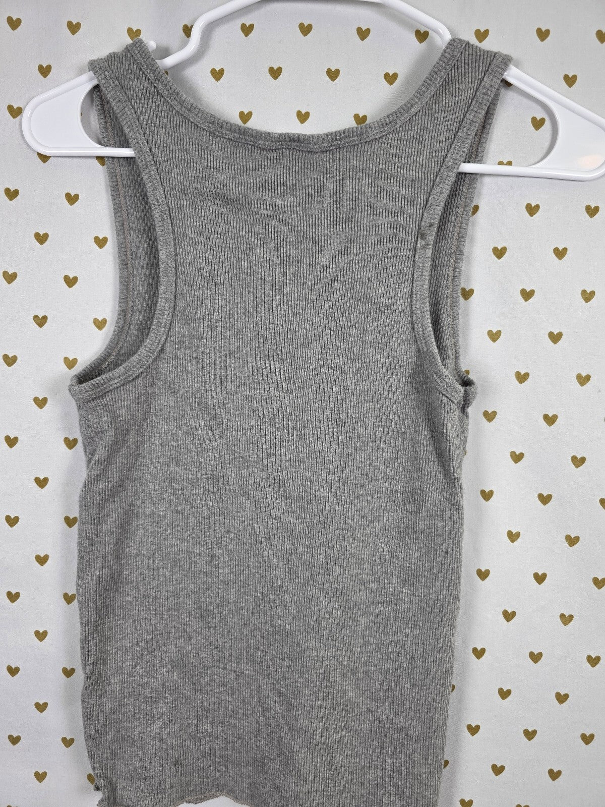Victorias Secret Vintage Grey Ribbed Lace accent tank top Large Cotton Y2k