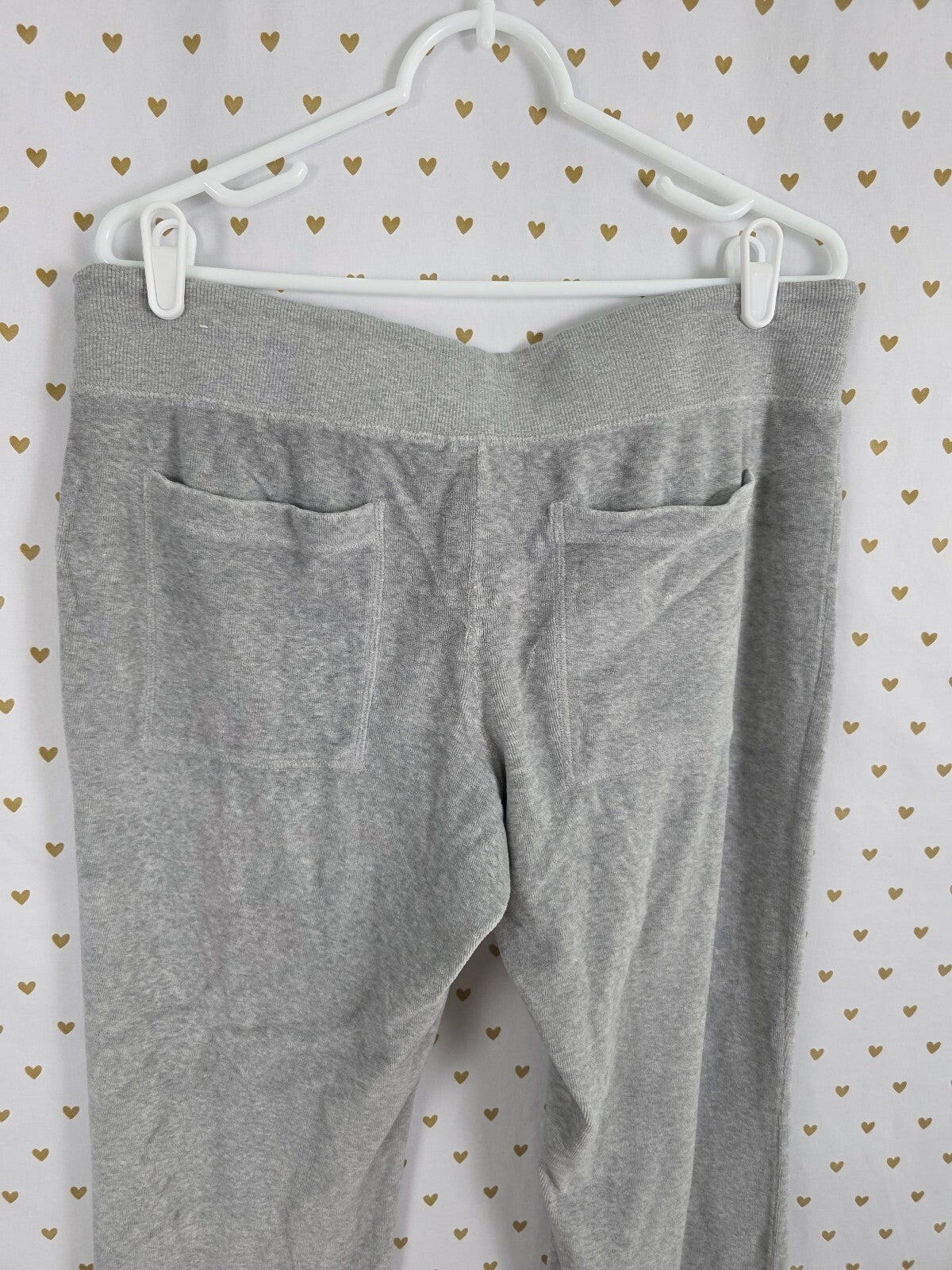 Victorias Secret PINK Vintage Velour Sweats Sweatpants BLING logo Grey Sequined