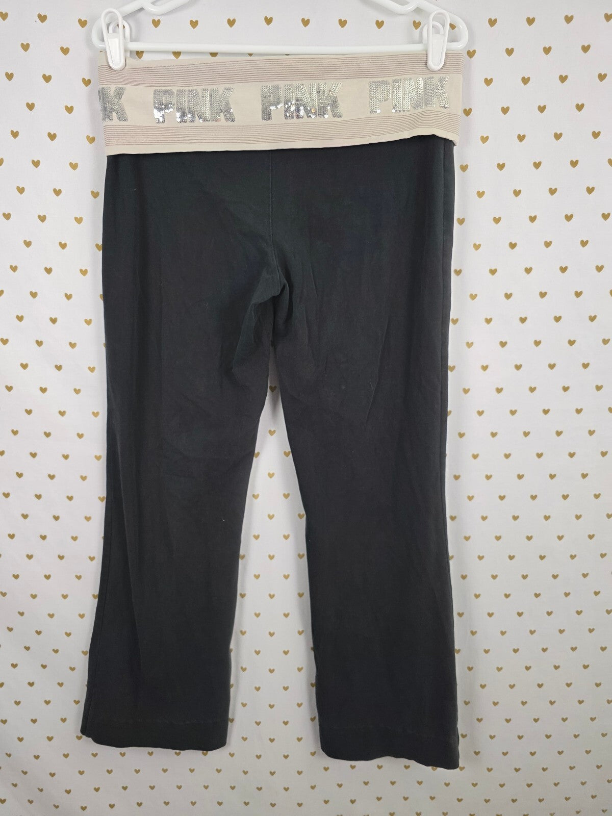 Victorias Secret PINK bling foldover flare yoga pants y2k Large