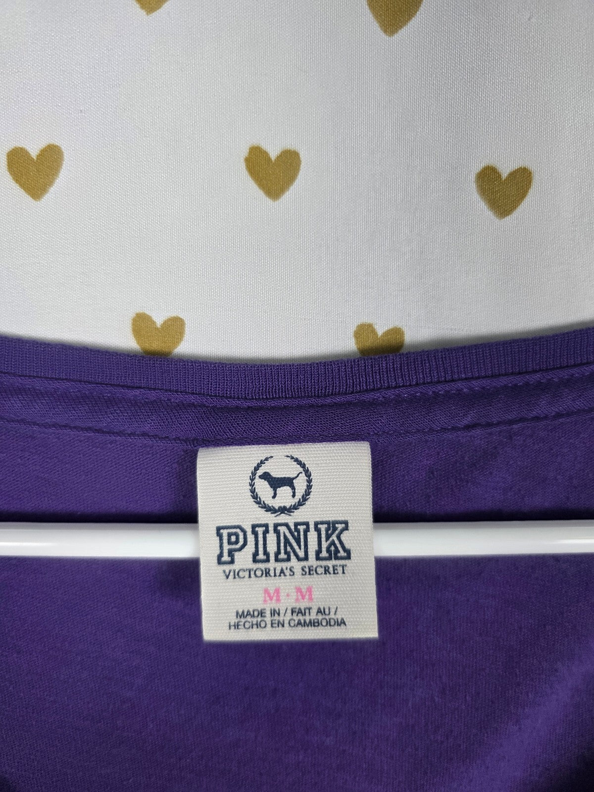 Victorias Secret PINK Vintage Purple Embroidered Y2k Tee shirt Logo Medium