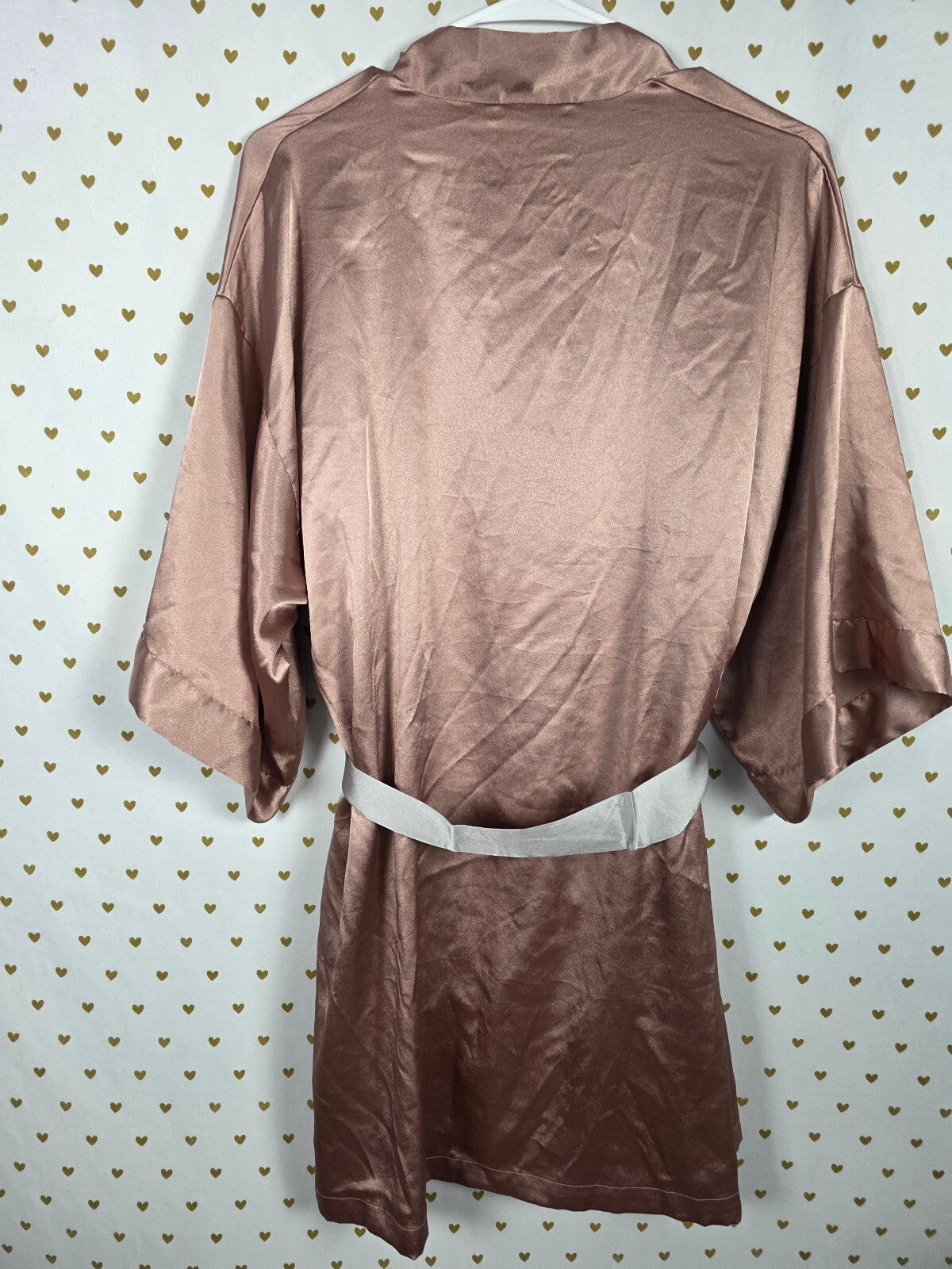 Victorias Secret Brown beige XS SMALL Satin Silky Robe Lounge Wrap Kimono