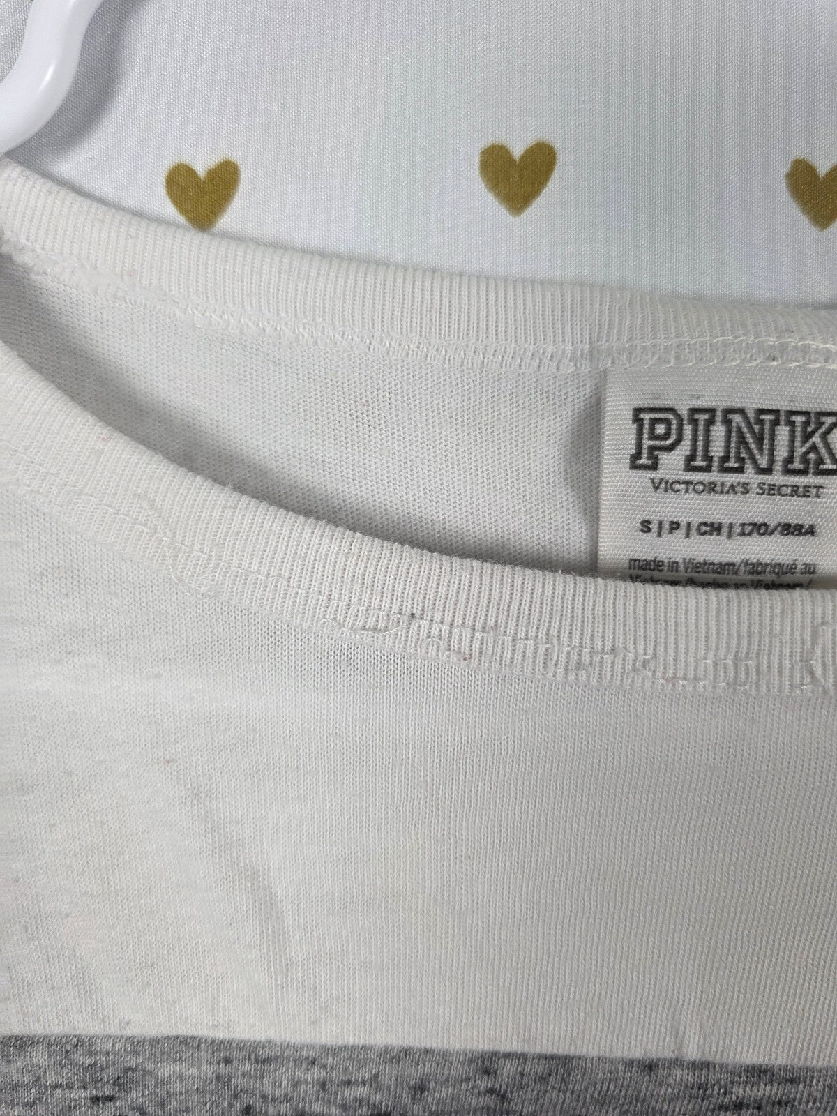Victorias Secret PINK Bling Sequined Colorblock Logo Tee Shirt Small