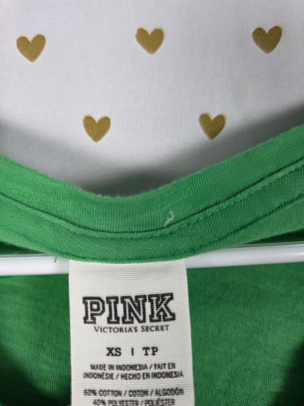 PINK Victoria's Secret Here To Party Graphic Tee Long Sleeve Neon Green XS