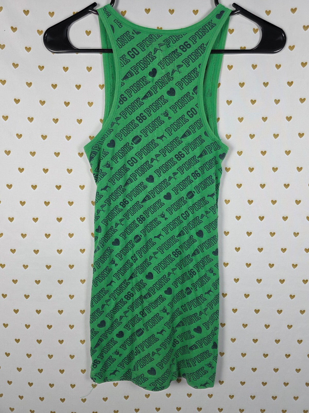 Victoria’s Secret PINK Vintage Green PINK 86 Dog Logo Allover Tank Top S Y2K