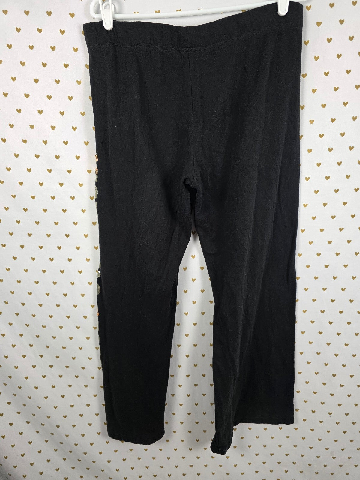 Victorias Secret BLING Logo Sweats Medium Gold Sweatpants Flare Black