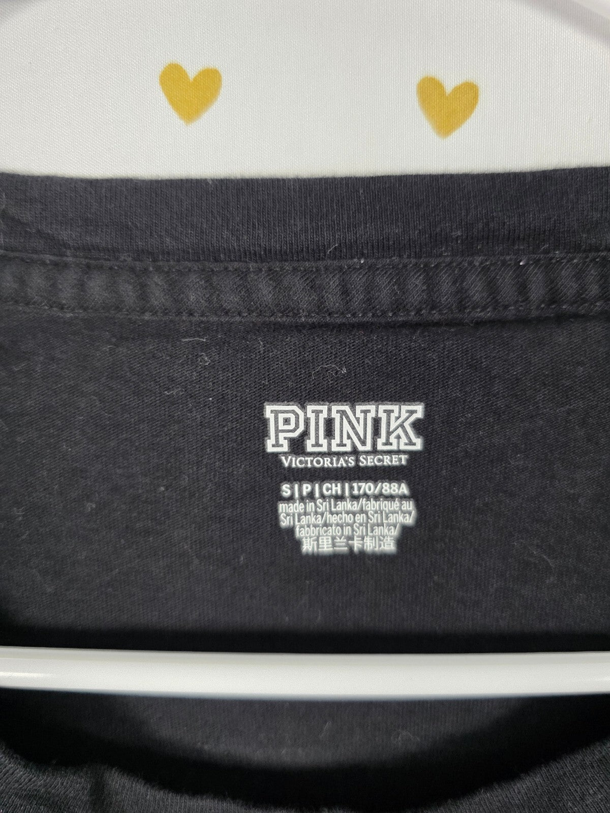 Victorias Secret PINK BEACH logo Tee shirt Black SMALL