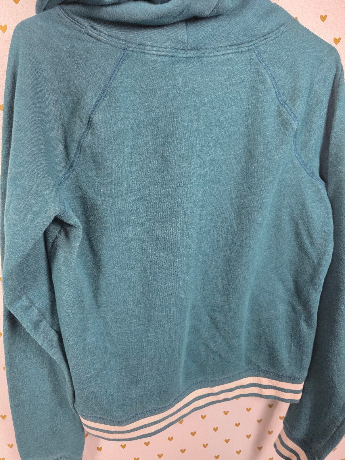 Victorias Secret Pink Teal Logo Pullover Hoodie Sweater MEDIUM