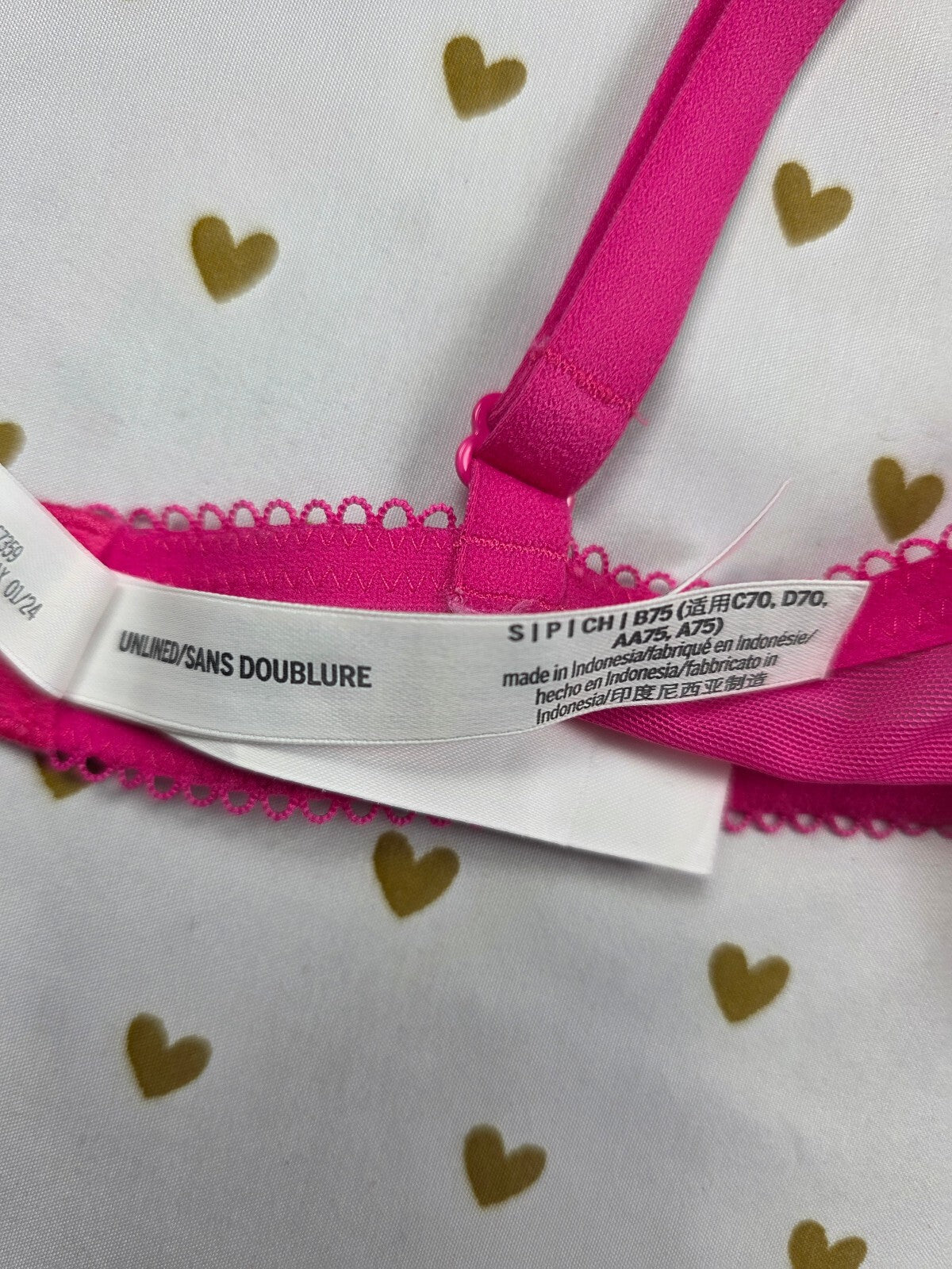 Victorias Secret Pink Sheer hearts underwire SMALL Bralette Bra Top Tank