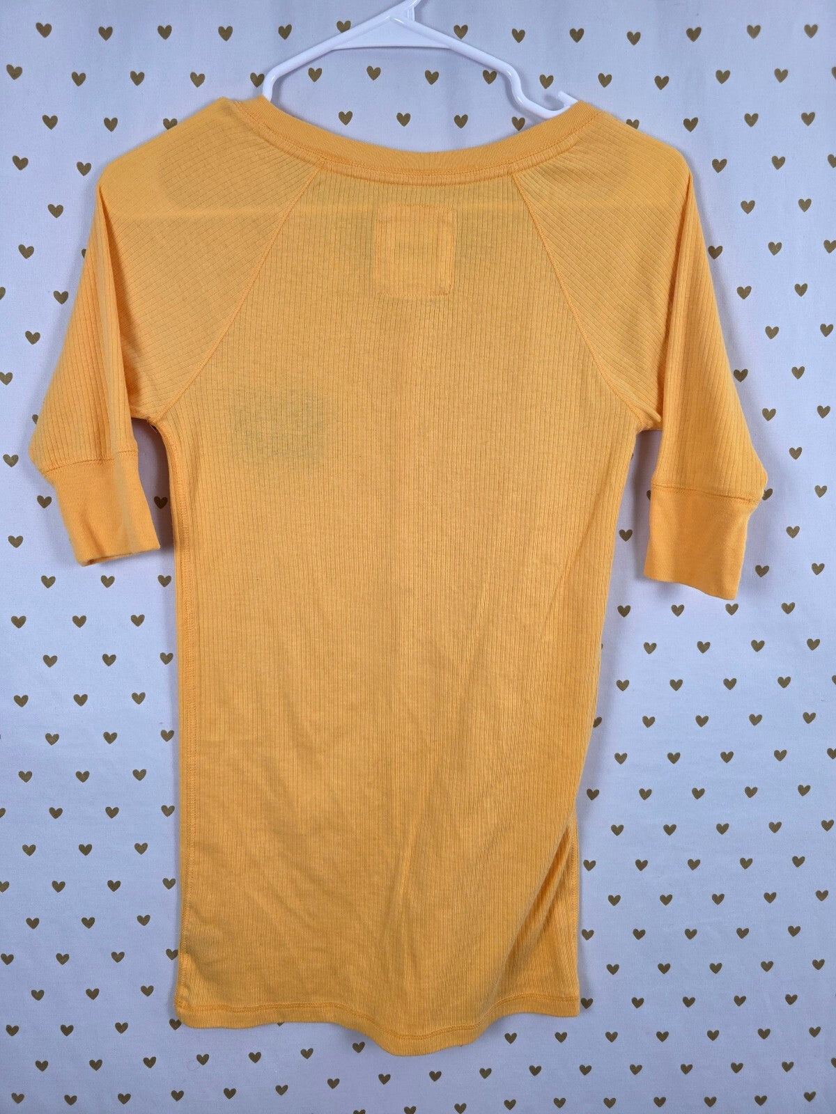 Vintage 2008 VS PINK University of Pink 86 Yellow Ribbed Henley Top M Y2K
