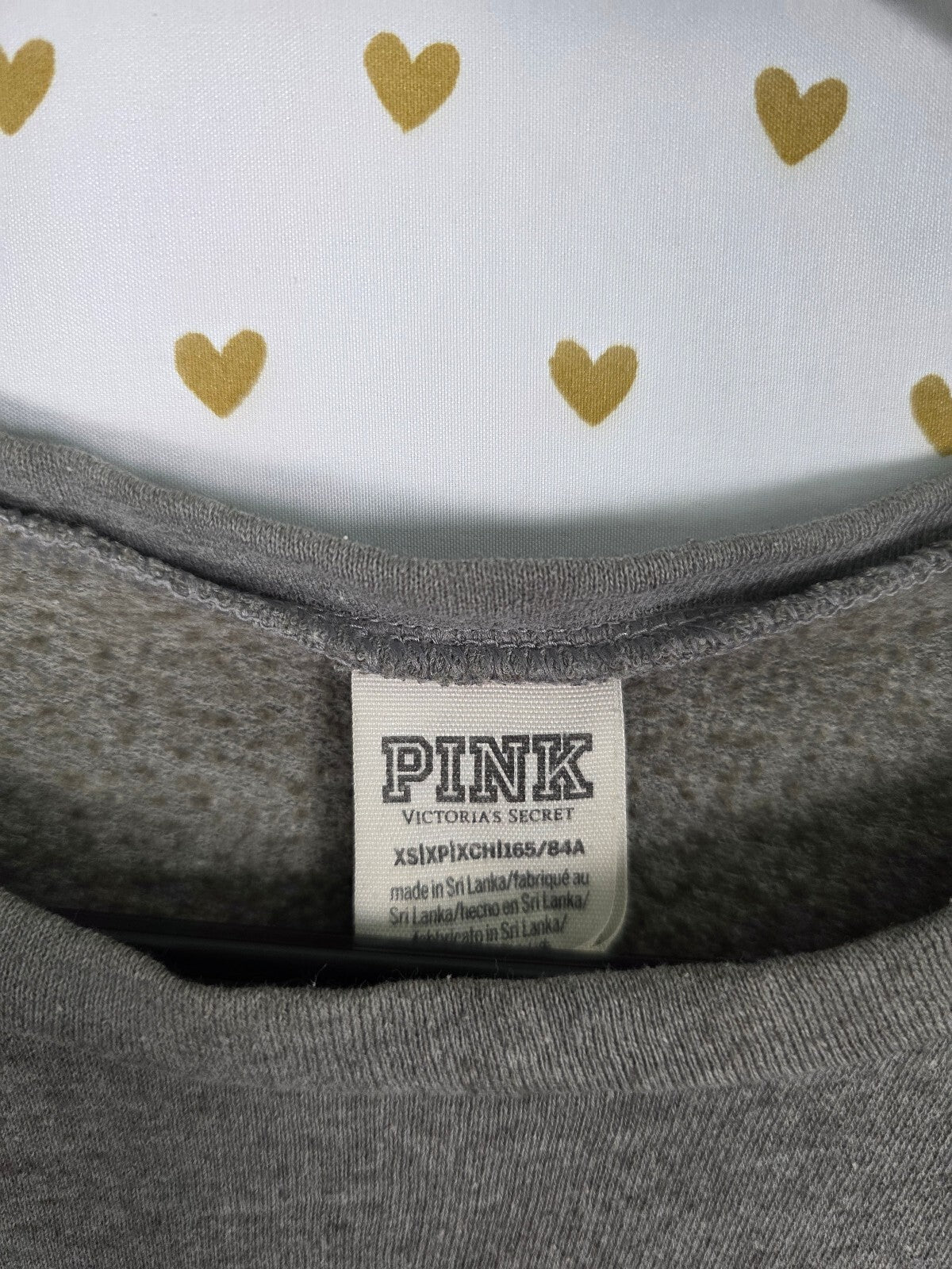 Victorias Secret Pink Grey BLING Neon Lined Sequin Logo Sweater Crew XS Oversize