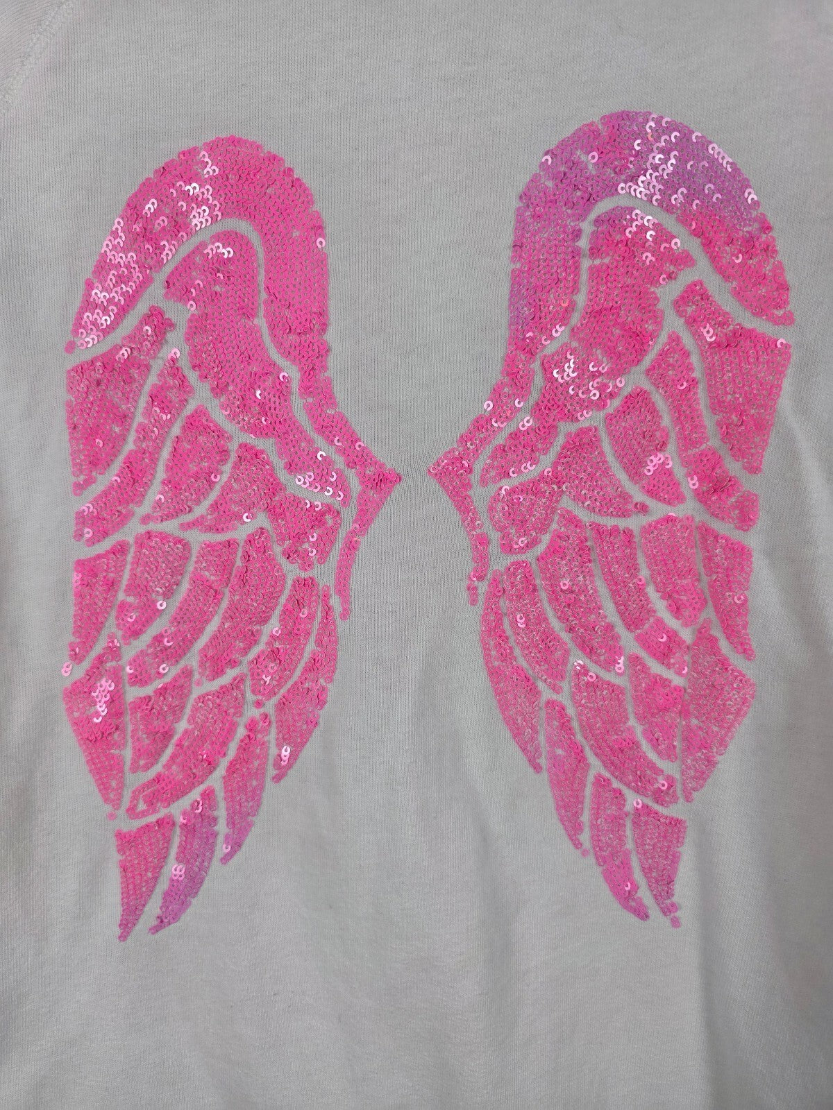 Victorias Secret Pink ANGELS Wings Hoodie Jacket MEDIUM Full Zip White Sequined