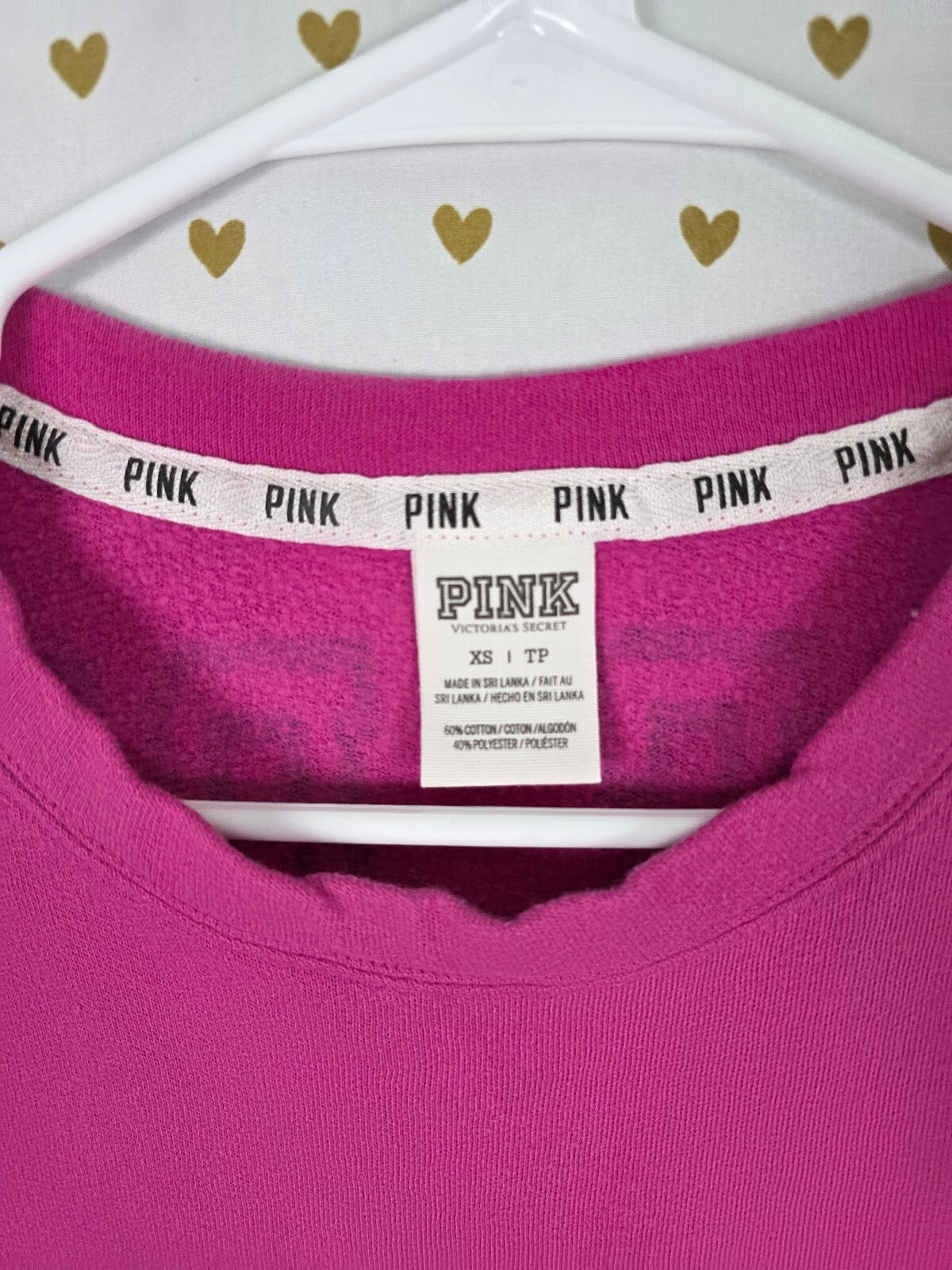 Victorias Secret Pink Magenta Logo Sweater Shirt XS Oversized