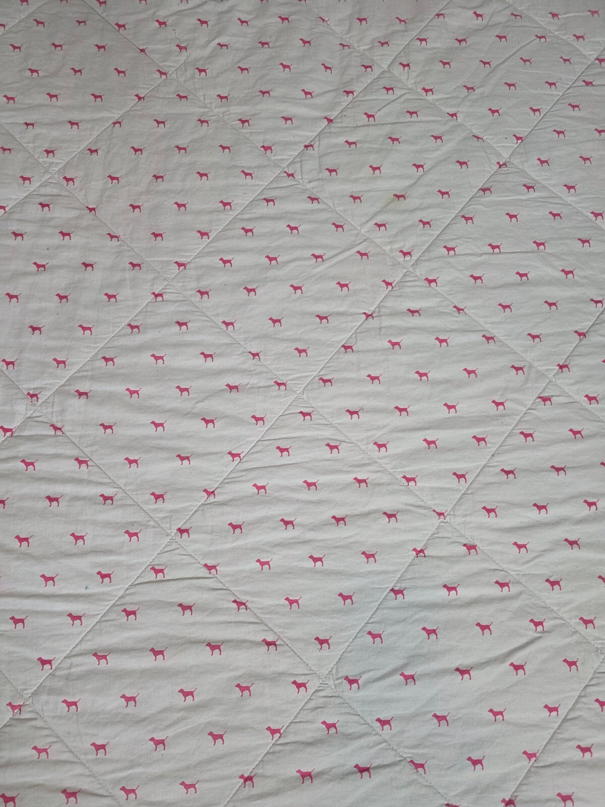 Vintage 2012 Victoria's Secret PINK Twin Quilt Dog Wreath Reversible Blanket