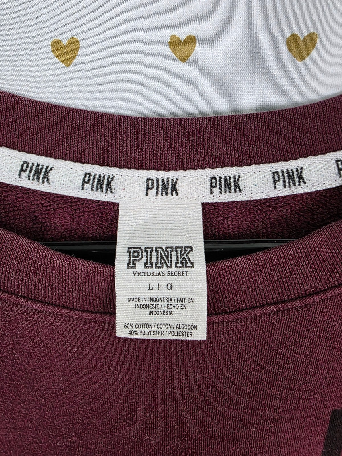 Victorias Secret Pink Maroon Oversized Geometric Sweater Shirt large