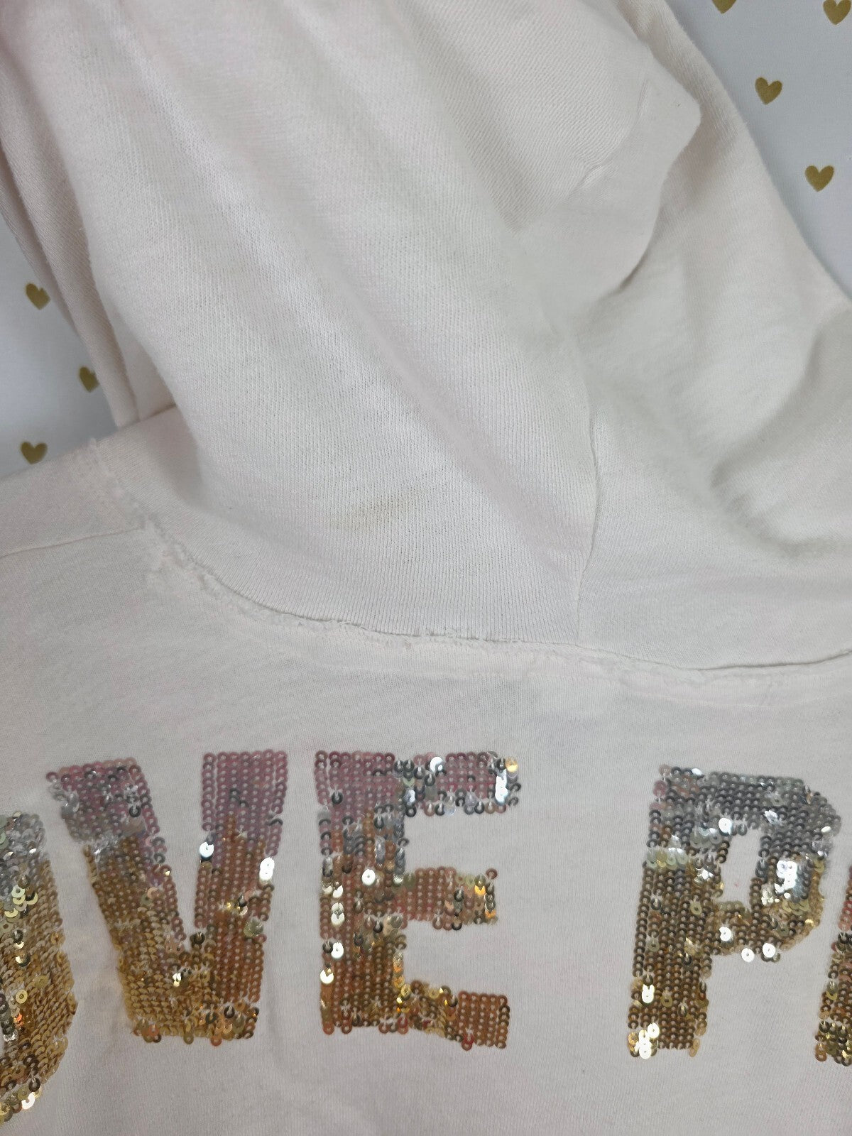 Victorias Secret Pink Gradient Bling Hoodie Sweater Pullover Sequined Large