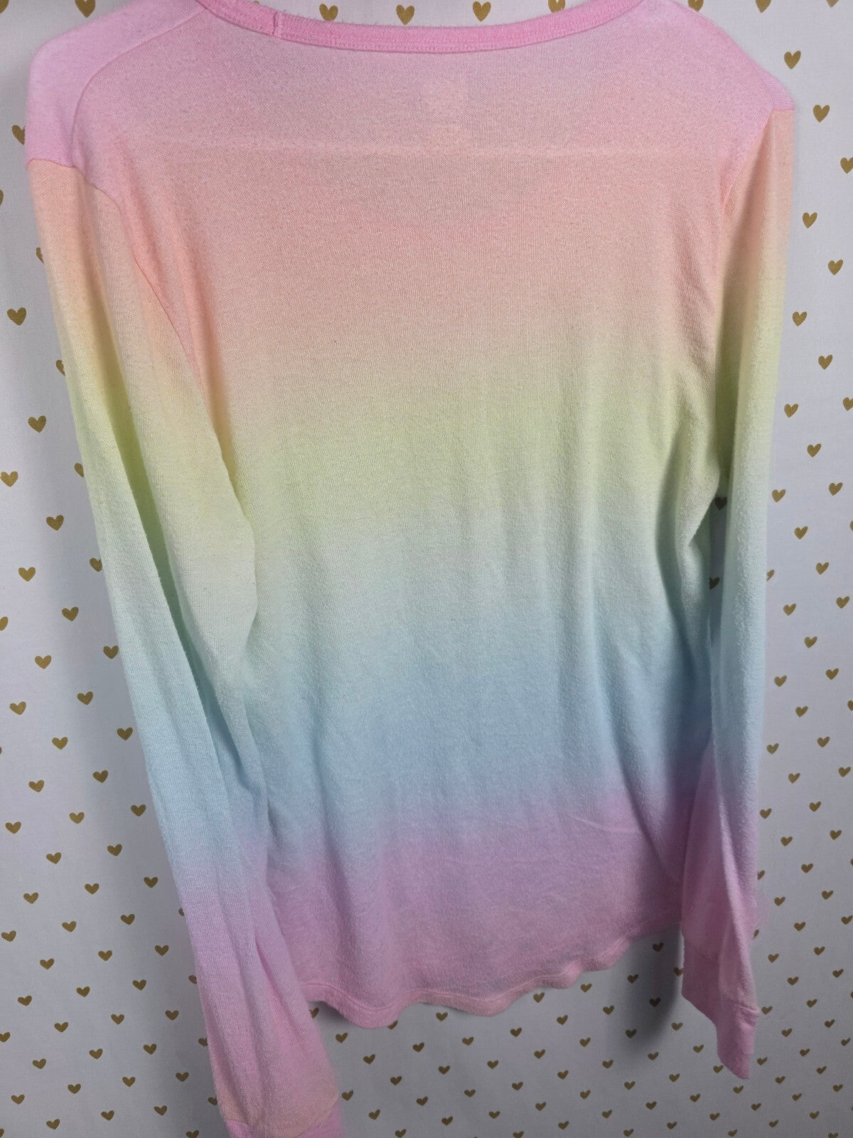 Victorias Secret PINK Super Soft Long Sleeve Gradient Rainbow Shirt Large