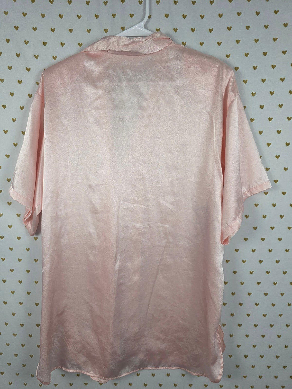 Vintage Victoria’s Secret Gold Label Pink Satin Sleep Shirt Pearl Buttons M