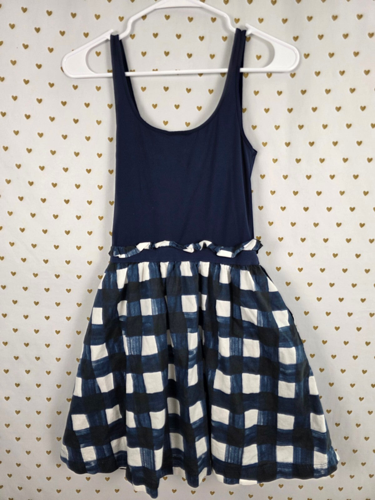 Victorias Secret PINK Vintage Checkerboard Ruffled Tank Dress Pockets Medium