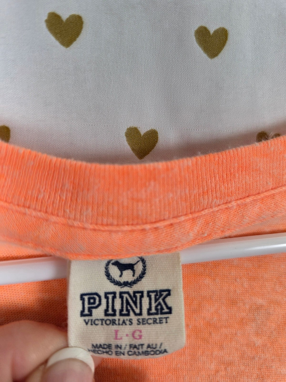 Victorias Secret PINK Neon Love Logo V neck tee shirt Y2k Large